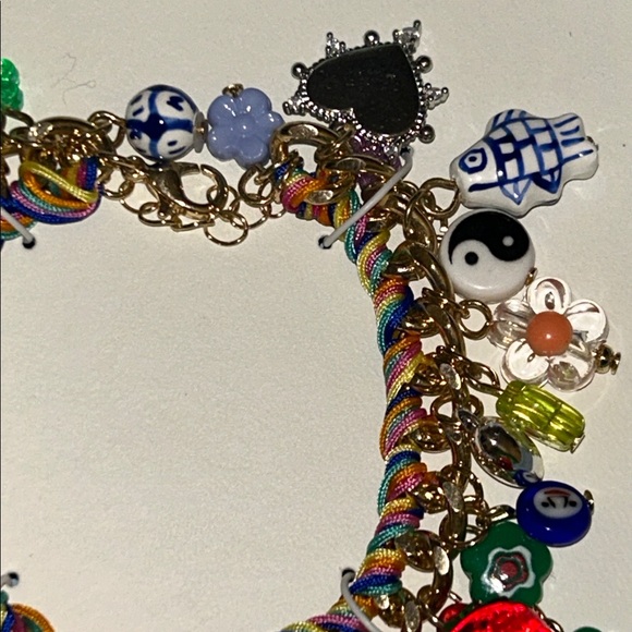 🍓 NWT Viral Atterri chunky Multicolor Ceramic & Cubic Zirconia charm Bracelet - Picture 6 of 12